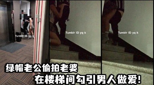 [无码偷拍] 绿帽老公亲手拍下骚妻楼梯间勾引猛男狂干内射