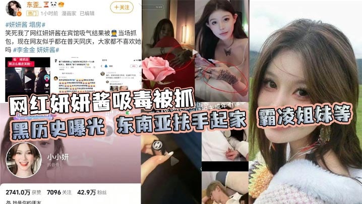 网红妍妍酱吸毒被抓 黑历史曝光 东南亚扶手起家 霸凌姐妹等