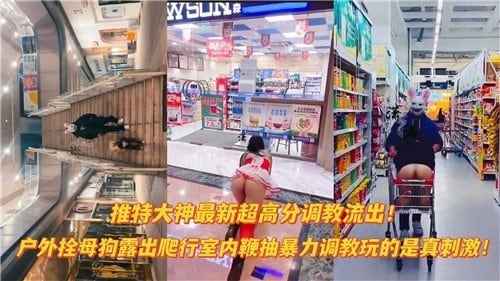 户外栓母狗露出爬行，室内鞭抽暴力调教，极品淫奴彻底沦陷