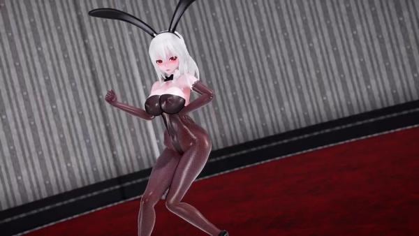 MMD白毛网袜兔女郎骚穴大开，被巨根爆操到高潮失禁求内射！