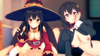[KONO-001] 惠惠悠悠双飞爆操，红魔族姐妹花沦陷狂干